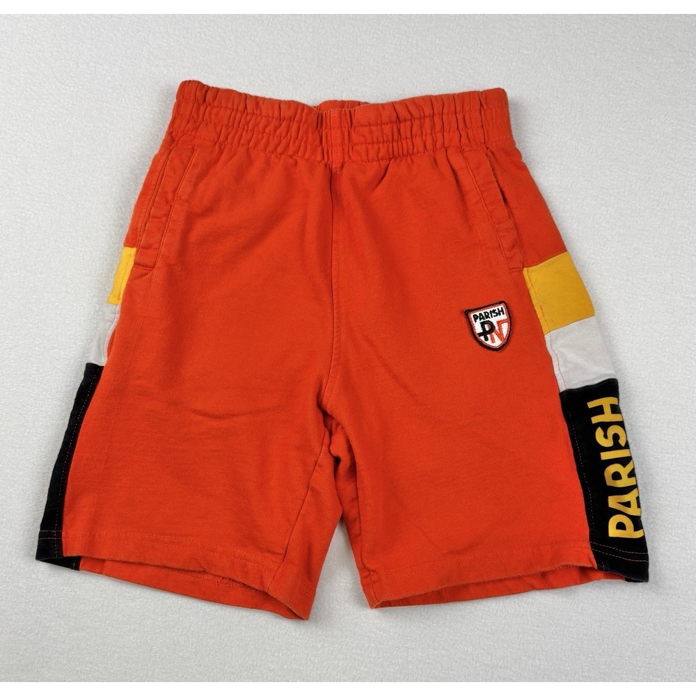 Parish Nation Orange Colorblock Fleece Shorts Y2K Streetwear‎ Boys 6